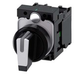3SU1100-2BL60-1NA0 (3SU11002BL601NA0, 3SU11OO-2BL6O-1NAO, 3SU11OO2BL6O1NAO) ПОВОРОТНЫЙ ПЕРЕКЛЮЧАТЕЛЬ С ВОЗМОЖНОСТЬЮ ПОДСВЕТКИ, 22MM, КРУГЛЫЙ, ПЛАСТИК, КОРОТКАЯ ЧЁРНАЯ РУКОЯТКА С БЕЛОЙ ВСТАВКОЙ, 3 КОММУТАЦИОННЫХ ПОЛОЖЕНИЯ I-O-II, С ФИКСАЦИЕЙ, 10:30H/12H/13:30H, С ДЕРЖАТЕЛЕМ, 1NO, 1NO, ВИНТОВЫЕ КЛЕММЫ