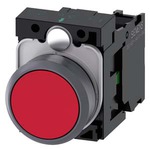 3SU1130-0AB20-1BA0 (3SU11300AB201BA0, 3SU113O-OAB2O-1BAO, 3SU113OOAB2O1BAO) КНОПКА, 22MM, КРУГЛАЯ, ПЛАСТИК С МЕТАЛЛИЧЕСКИМ ФРОНТАЛЬНЫМ КОЛЬЦОМ, КРАСНАЯ, ПЛОСКАЯ КНОПКА, КОНТАКТЫ МГНОВЕННОГО ДЕЙСТВИЯ, С ДЕРЖАТЕЛЕМ, 1NO, ВИНТОВЫЕ КЛЕММЫ