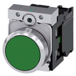 3SU1150-0AB40-1BA0 (3SU11500AB401BA0, 3SU115O-OAB4O-1BAO, 3SU115OOAB4O1BAO) КНОПКА, 22MM, КРУГЛАЯ, МЕТАЛЛИЧЕСКАЯ ГЛЯНЦЕВАЯ, ЗЕЛЁНАЯ, ПЛОСКАЯ КНОПКА, КОНТАКТЫ МГНОВЕННОГО ДЕЙСТВИЯ, С ДЕРЖАТЕЛЕМ, 1NO, ВИНТОВЫЕ КЛЕММЫ