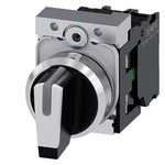 3SU1150-2BL60-1NA0 (3SU11502BL601NA0, 3SU115O-2BL6O-1NAO, 3SU115O2BL6O1NAO) ПОВОРОТНЫЙ ПЕРЕКЛЮЧАТЕЛЬ С ВОЗМОЖНОСТЬЮ ПОДСВЕТКИ, 22MM, КРУГЛЫЙ, МЕТАЛЛИЧЕСКИЙ ГЛЯНЦЕВЫЙ, КОРОТКАЯ ЧЁРНАЯ РУКОЯТКА С БЕЛОЙ ВСТАВКОЙ, 3 КОММУТАЦИОННЫХ ПОЛОЖЕНИЯ I-O-II, С ФИКСАЦИЕЙ, УГОЛ ПЕРЕКЛЮЧЕНИЯ 2X45 ГРАД., 10:30H/12H/13:30H, С ДЕРЖАТЕЛЕМ, 1NO, 1NO, ВИНТОВЫЕ КЛЕММЫ